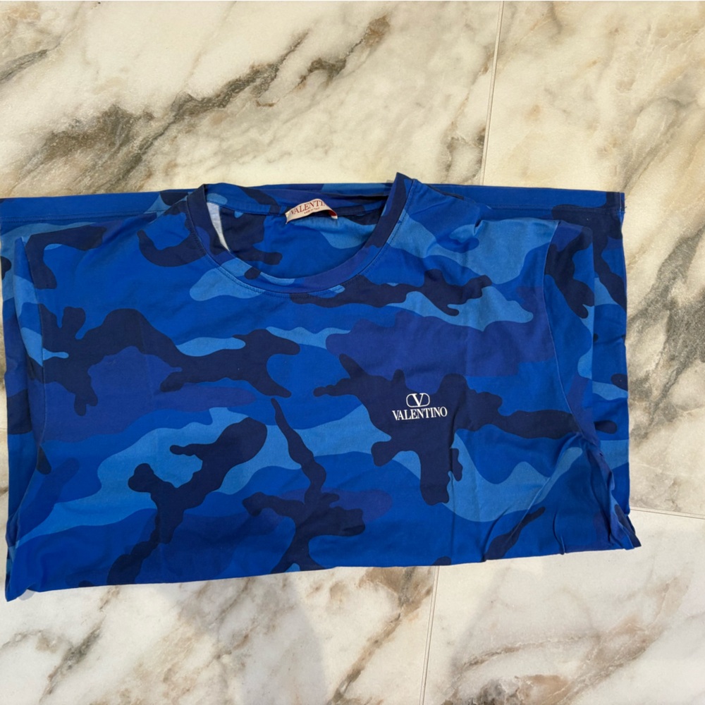 Valentino Blue Camouflage Cotton Logo T-Shirt | Made in Italy | Size L 💙 - Picture 13 of 13